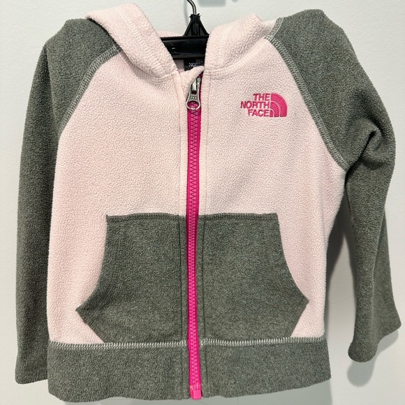 The North Face Other - The North Face Girls Fleece Full Zip Jacket In Grey And Pink Size 2T